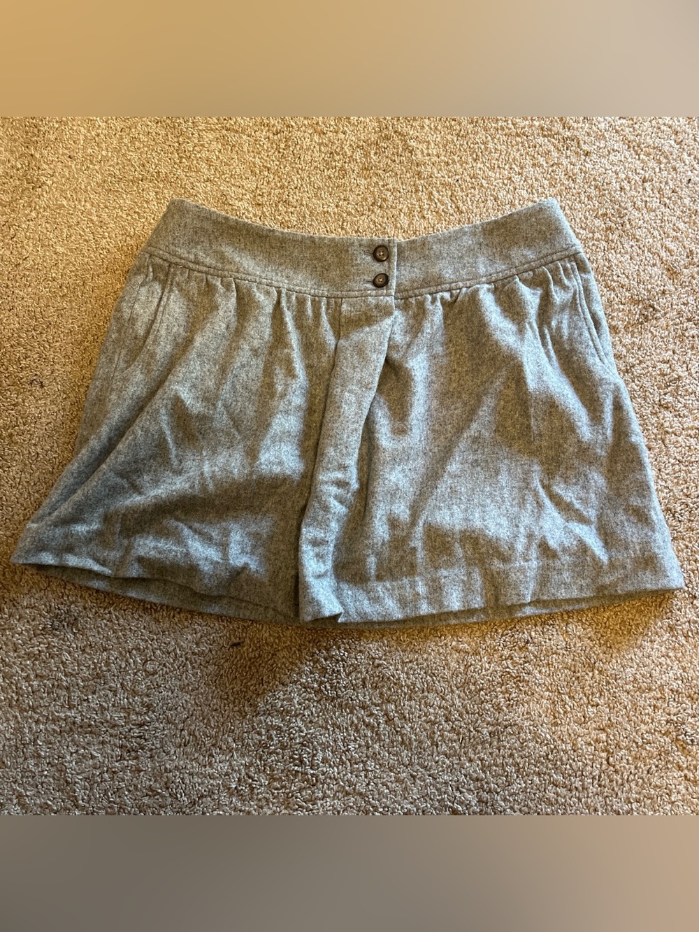 Gap Gray Wool-Blend Pleated Skort with Button Waist